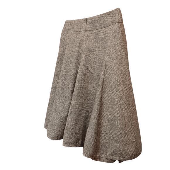 AKRIS PUNTO‎ Circle Skirt Wool Silk Blend Flouncy Brown Tweed Size 6 Skater - Picture 15 of 16